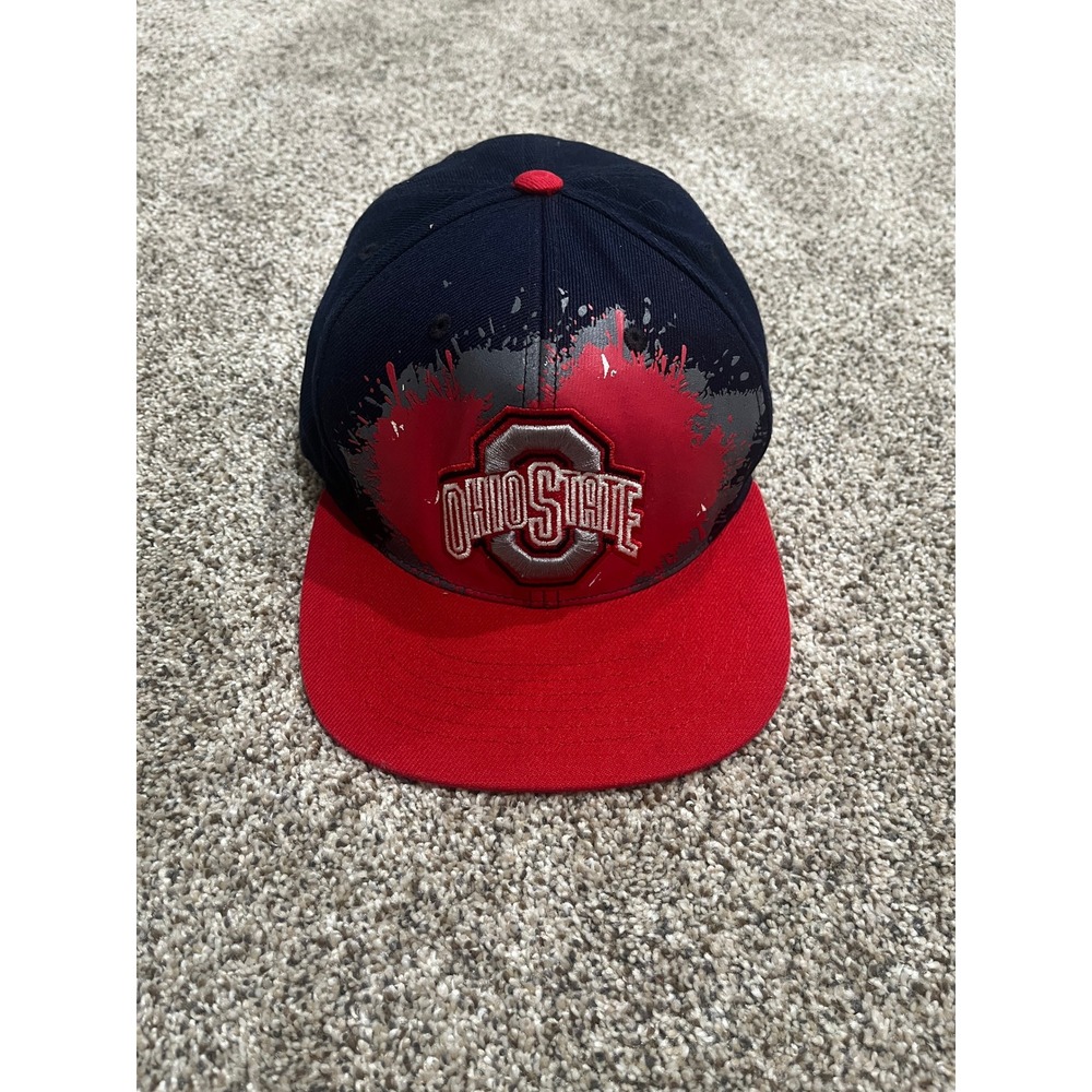 Top of the World Ohio State Buckeyes Snapback Hat Navy Red Splash Logo Mens OSFM